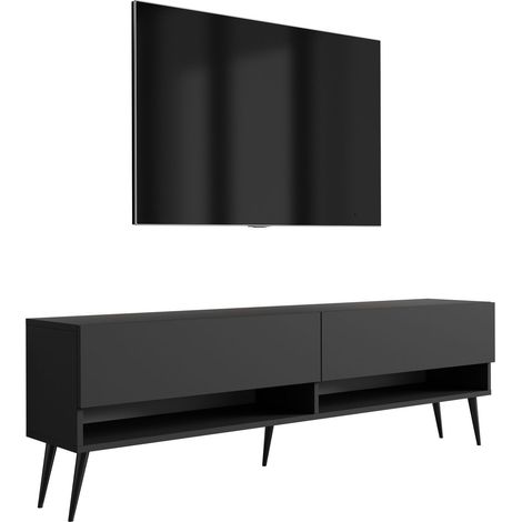 Mobile TV : Nero opaco, gambe nere inclinate, 170 × 32 × 52 cm (1/5)