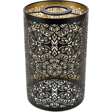 Hollow Carving Metal Cylindrical Circular Pattern Lampshade E27 E26 Detachable Decorative Bedside Table Lampshade (1/5)