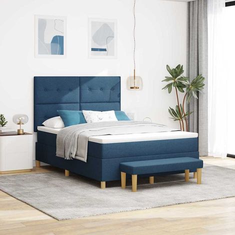 Boxspringbett mit Kopfteil Blau 190 x 140 cm Stoff