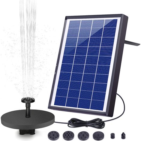 Pompe à eau solaire 6 W pour fontaine - Pompe d'arrosage solaire 500 L/h pour bain d'oiseaux et piscine, avec 6 buses, idéale pour (1/5)