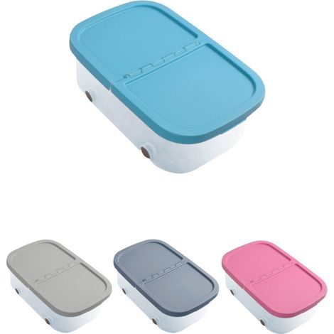 Cajas de Almacenaje Transparente Dos Compartimentos – Cajas Organizadoras de Plástico con Tapa y Ruedas (1/5)