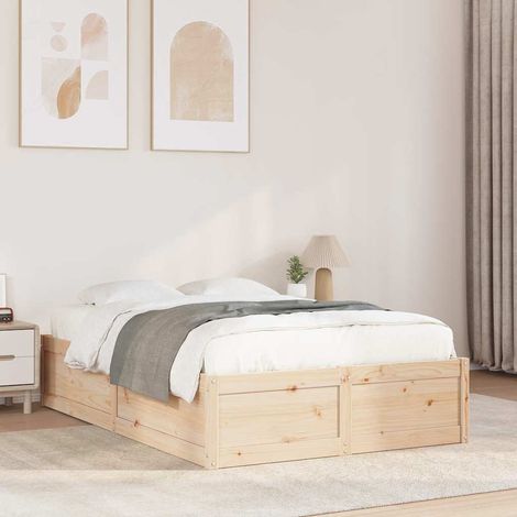 Bed Frame without Mattress 120x190 cm Small Double Solid Wood Pine vidaXL (1/5)