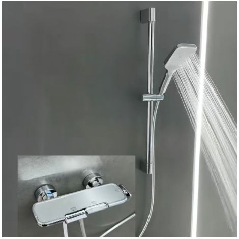 Simple split-type shower head, all-copper water-plated gunmetal gray, for home bathroom and toilet use - electroplated with two speed settings [with riser bar]