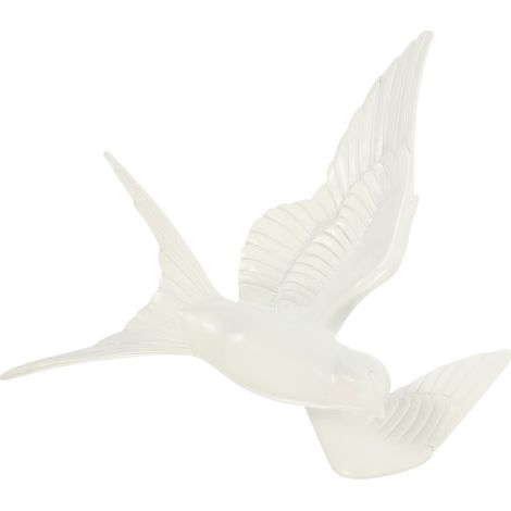 Décoration Murale Oiseau en Résine Blanche, Statue D'oiseau à Suspendre au Mur, Ornement 3d Nordique pour Condo et Maison, Décoration Murale Dorée (1/5)