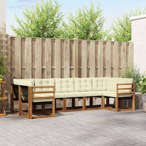 vidaXL Outdoor-Sofagarnitur mit Kissen 7 pcs Natur und Creme (1/5)