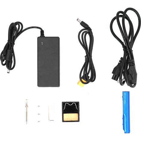 Kit de Fer à Souder Mini Électrique avec Adaptateur Alimentation 19V SQ-001 Bleu, Prise UE 100-240V, Ensemble Complet pour Réparation Électronique et Bricolage (1/5)