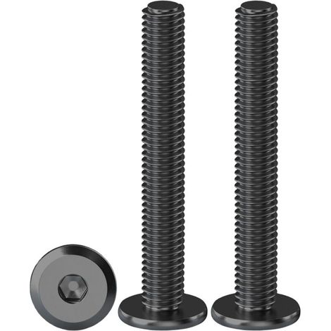Vis à Tête Plate Hexagonale M6 X 50mm - Lot de 20 Boulons Cylindriques en Acier Inoxydable A2 V2A à Six Pans Creux Noir, Filetage Complet