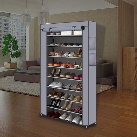 9 Tiers 50 Pairs Shoe Rack Dustproof Shelf Storage Organiser Shoes Cabinet Stand (1/5)
