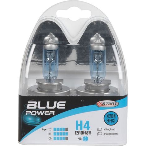 H4 Blue Power Coppia di Lampadine Xenon per luci auto 12V 60/55W P43t (1/3)