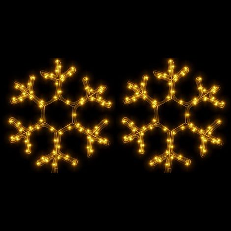 Flocons de Neige de Noël Lumineux LED Décoration Jardin Intérieur Acier PVC Blanc Chaud Lot de 2 (1/5)