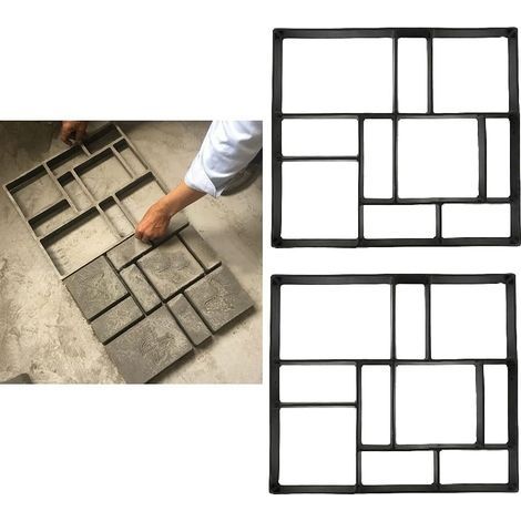 Moule a Pavé Beton Jardin, Moule à Pavé en Plastique, Moule Pierre Asymétrique Dalle Brique Ciment Béton pour Bricolage Allée Jardin Chemin Pation Terrasse (45x40x4cm) (1/5)
