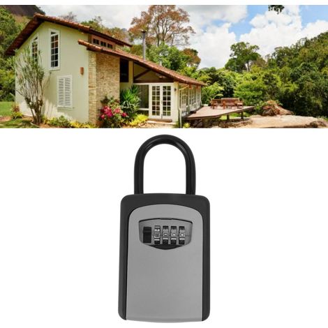 Caja fuerte para llaves de exterior personalizable y segura con códigos, portátil, de aluminio inoxidable para montaje en pared y puerta, incluye 10 llaves, accesorios y es fácil de instalar. (1/5)