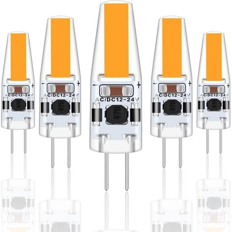 G4 LED 3W 12V AC/DC Ampoules, G4 3W LED Équivalent 30W Ampoule Halogène, 300LM, Blanc Chaud 2700K, Non Dimmable, Lot de 5