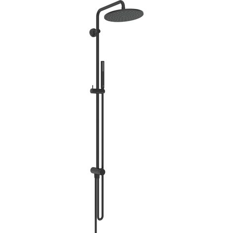 Colonne de douche, Pommeau de douche à effet pluie économe en eau, compatible avec les raccords de surface et les coudes muraux – Noir Mat (178.5x496x1119 mm) (1/5)