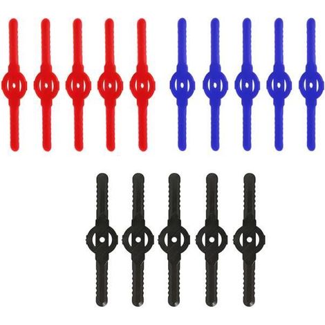 Lames de coupe en plastique pour débroussailleuse - 15 pièces - 2 dents - Rouge, Bleu, Noir (1/4)