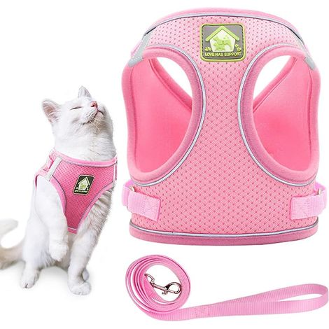 Cat harness with leash escape-proof, cat leash with harness for cats, dog harness for small dogs, comfortable to wear, adjustable cat leash, reflective (1/5)