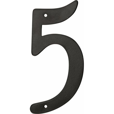 Clou Noir Fonte d'aluminium 10,2 cm Numéro de maison 5
