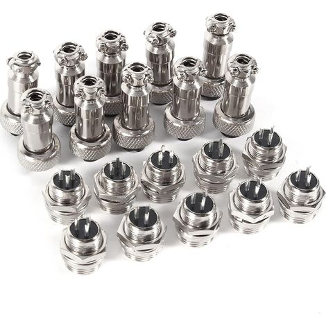 Lot De 10 Prises De Connecteur D'aviation GX12 3 Broches, Connecteur De Fil D'aviation En Métal Pour Panneau De Prise Mâle Femelle à Filetage 12 Mm (1/5)