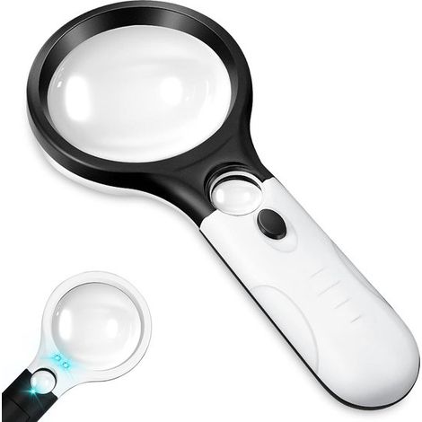Leselupe mit Licht – Doppelte Leselupe – Detailliertes Lesen – Doppelte HD-Linse – 9 cm Linse – Transparent (1/5)