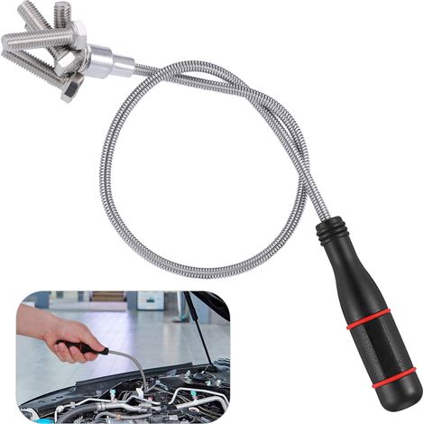 Renforcée 60CM Outil de Ramassage Magnétique Flexible, Outil de Ramassage Magnétique Puissant avec Poignée Antidérapante, Aimant Télescopique, Outil de Ramassage Magnétique, Mécanicien pour Hommes