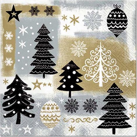 Lot de 20 Serviettes en Papier "Sapin" 33x33cm Noir