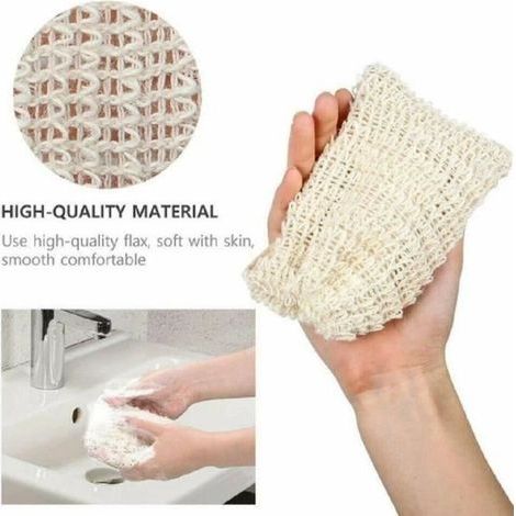 Sacchetti per sapone in ramia naturale per la doccia - 5 pezzi, sacchetto per sapone fatto in casa, sacchetto a rete con coulisse (1/4)
