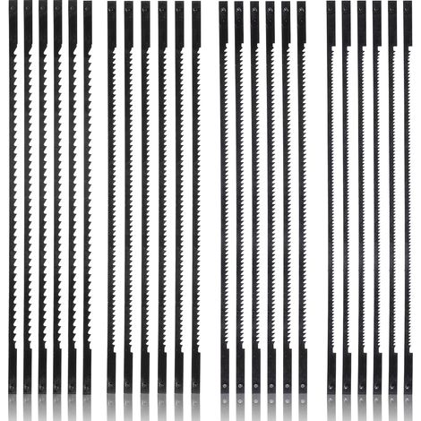 Lot de 24 lames de scie à chantourner avec tige - 127 mm - En acier au carbone - 10/15/18/24 dents - Les lames de scie de précision standard conviennent pour couper du bois, du métal, du plastique (1/5)