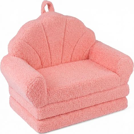 Canapé pour Enfants, Fauteuil Enfant Pliable Convertible 2-en-1 avec Motifs de Coquillages, Poignée Légère, Base Anti-Dérapante, Mini Canapé Doux en (1/5)