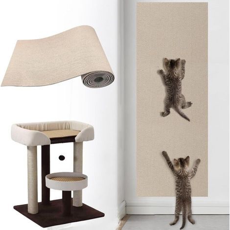 Griffoirs pour chats auto-adhésifs, griffoir kaki pour chat, griffoir pour chat, griffoir mural pour chat, griffoir pour chat, griffoir mural pour chat (200 cm x 40 cm) (1/4)