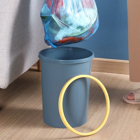 Poubelle à pression créative pour la maison, poubelle ouverte pour salle de bain, cuisine et salon, bleu foncé. (1/5)