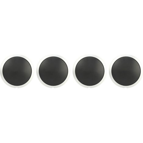 4 enjoliveurs de roue 68078419AC, enjoliveur central haute dureté avec bordure chromée, compatibles avec FIAT 500 (2007-2019), cercle blanc, lettrage blanc (1/5)