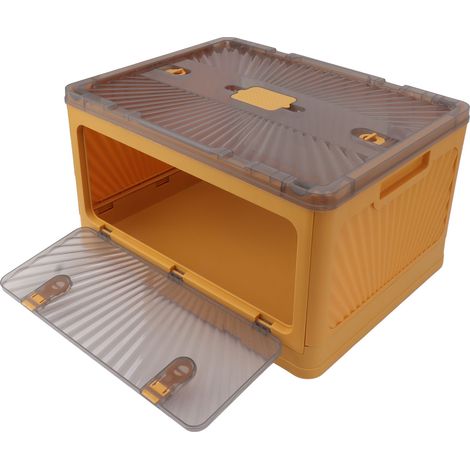 Grand coffre de rangement pliable en plastique orange avec couvercle, grande capacité, boîte de stockage épaisse pour camping, pique-nique, voiture, extérieur (1/5)