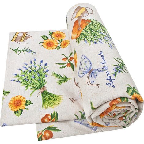 Telo Arredo Copridivano Cotone Copri Tutto Letto Gran Foulard Multiuso Country Lavanda - 170x280 Cm