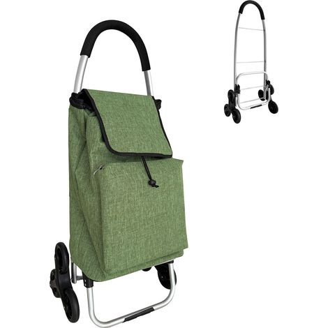Carrello spesa Relaxdays con ruote saliscale, tasca termica, borsa rimovibile, 45 l, fino a 35 kg, pieghevole, verde