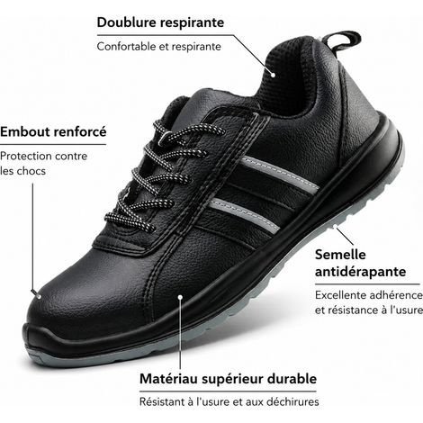 Chaussures de sécurité basses en cuir suédé Noir Taille 44 noir 44 1 kg – Livraison gratuite