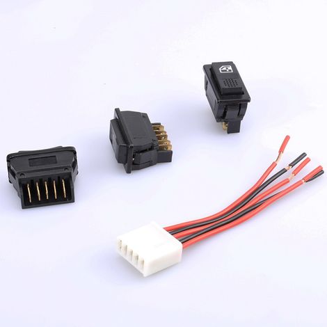 5P Car Window Controller Power Switch with Plug, Electric Door Window Connector, Push Button Switch Socket (1/4)