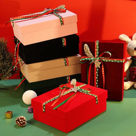 Coffret Cadeau Rouge Velours Décoration Pomme Noël Réveillon (1/2)