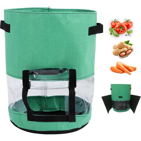 Sac de culture pour pommes de terre 360° transparent, accessoire de jardin, vert avec tissu occultant, 35 x 45 cm, 43 L/10 gal (1/5)