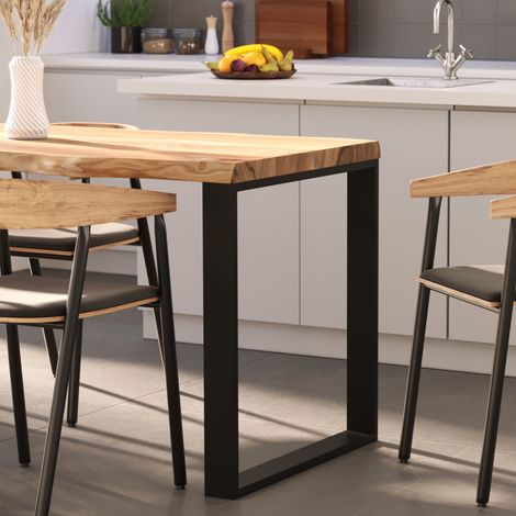 LAMO Manufaktur Esstisch Küchentisch, mit Baumkante 140x80x76 cm (AxBxH), Modern, Natur / Schwarz, LAB-01-A-002-9005M (1/5)