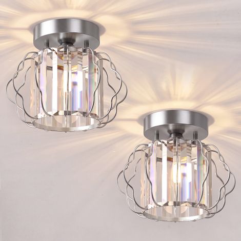 HOMCOM Crystal Ceiling Light Fixtures, Ceiling Lighting, 2 Pack, Silver Tone (1/5)