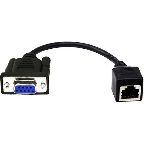 Adaptateur d'extension DB9 RS232 vers RJ45, câble DB9 femelle 9 broches vers RJ45, câble de communication d'extension CAT5 RJ45 vers RS232. (1/5)