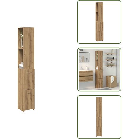 Badschrank Artisan-Eiche 25x25x170 cm Holzwerkstoff - Badschrank - Badschränke - Badezimmerschrank - Badezimmermöbel