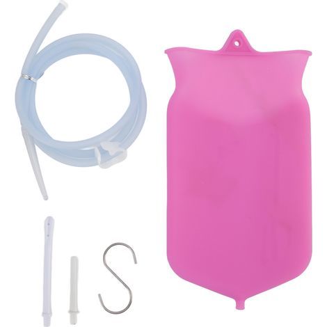 Kit de lavement en silicone 2L rose pour nettoyage du côlon à domicile, portable et hygiénique (1/5)