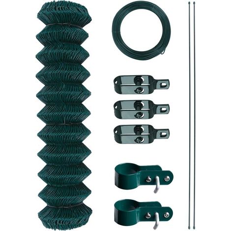 Maschendrahtzaun Gartenzaun Zaun-Set Drahtzaun Viereckgeflecht Maschendraht Grün 1,50 x 25 m (1/5)