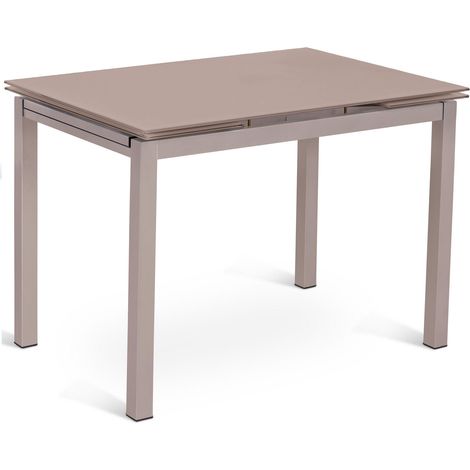 Baud - Tavolo allungabile (110/170 x 75 cm) in vetro temperato marrone (1/5)