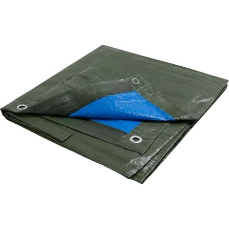 Telo Occhiellato Impermeabile PE Verde Blu 90/130 g/m² 6x8m 90gr (1/5)