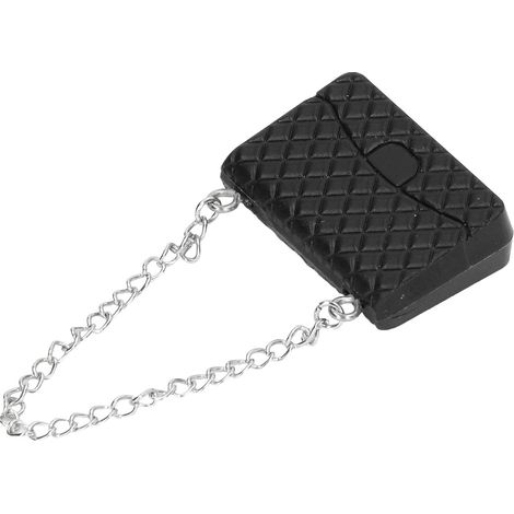 Schwarze Handtasche für Puppenhäuser im Maßstab 1:12, detailreiches und farbenfrohes Miniatur-Accessoire. (1/5)