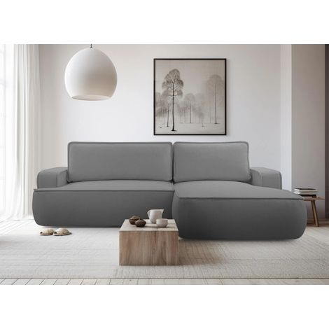AX LIVING Ablia Sofa L Form mit Schlaffunktion Dunkelgrau 267 cm R