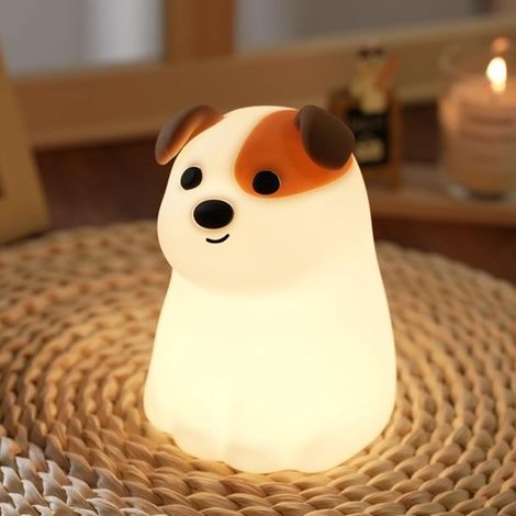 Iluminación ambiental, Figura de perro, Luz nocturna, Función de atenuación táctil USB, Luz nocturna de cachorro con modo RGB, Recargable (1/5)