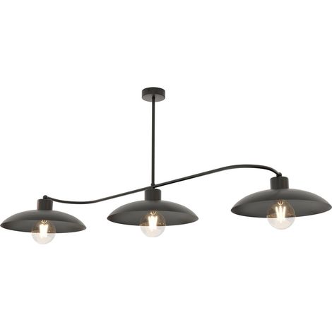 Plafonnier loft noir 3 abat-jours E27 Emibig Foster (1/5)
